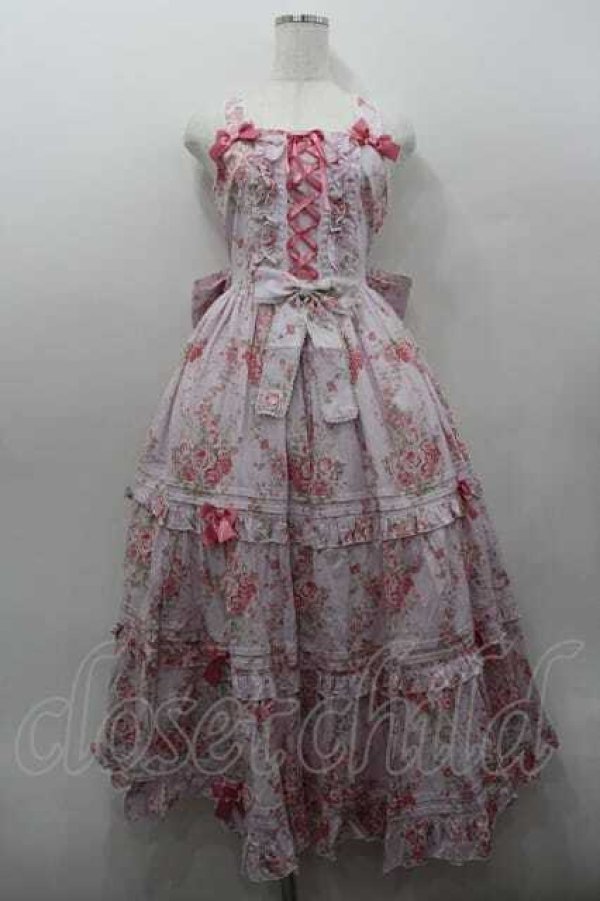 画像1: metamorphose / シャーロット ロングティアードジャンパースカート 1 ピンク I-26-01-15-043-ME-OP-SA-ZI (1)