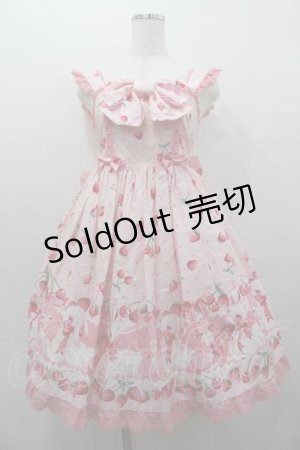 画像: Angelic Pretty / Cherry Berry Bunny胸リボンジャンパースカート  ピンク I-26-01-15-045-AP-OP-SA-ZI