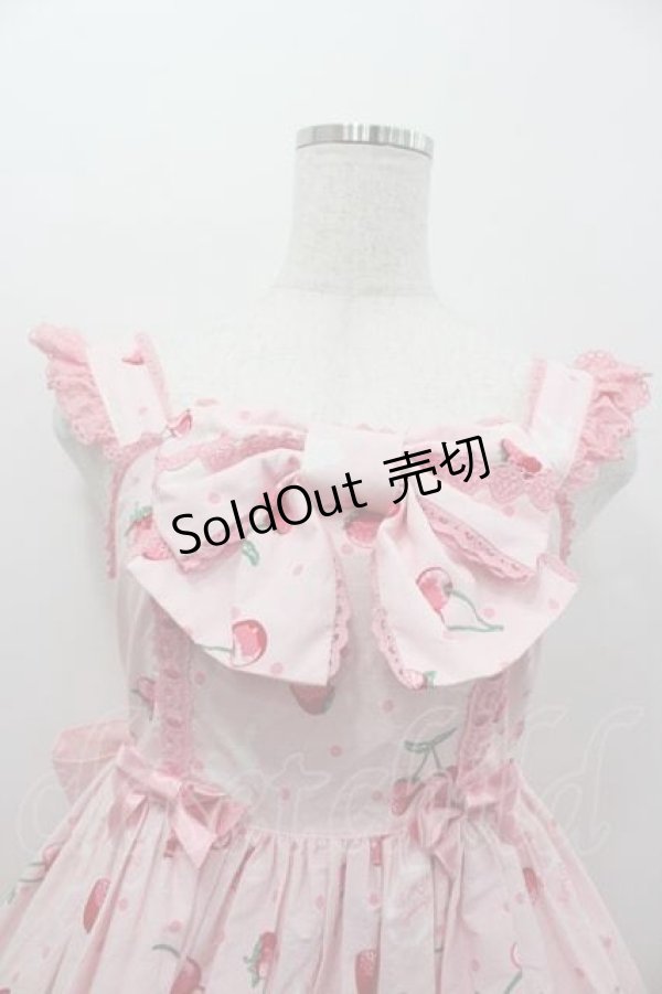 画像3: Angelic Pretty / Cherry Berry Bunny胸リボンジャンパースカート  ピンク I-26-01-15-045-AP-OP-SA-ZI (3)