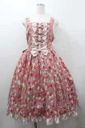 画像: metamorphose / 【プラスサイズ】和柄ジャンパースカート＆リボンクリップセット（和花総柄） 2 ピンク I-26-01-15-047-ME-OP-SA-ZI