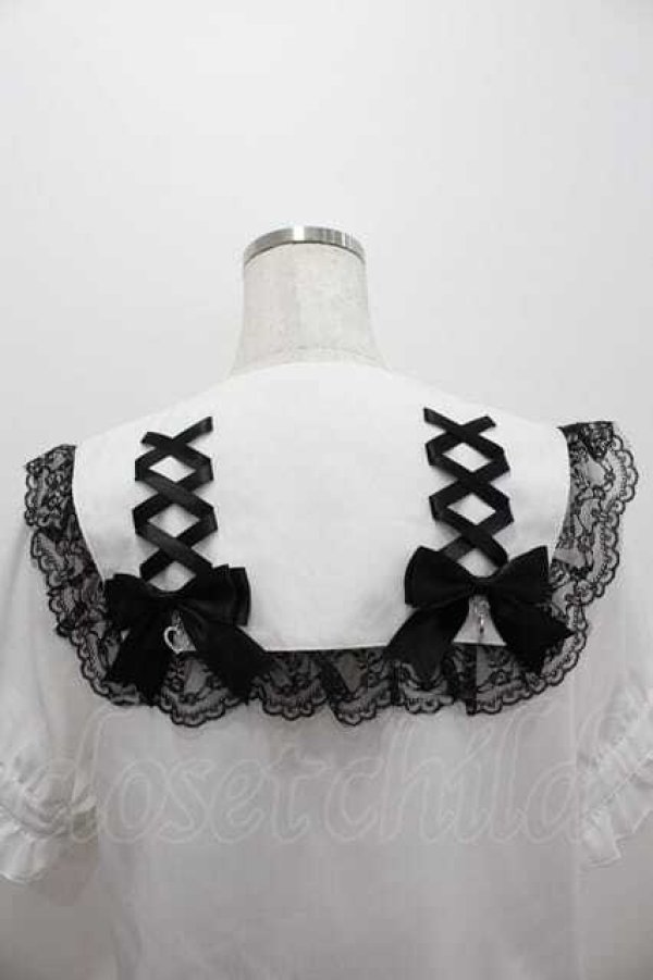 画像3: MA*RS / 編み下げレースセーラー襟半袖ブラウス  白Ｘ黒 I-26-01-15-005-EL-BL-SA-ZI (3)