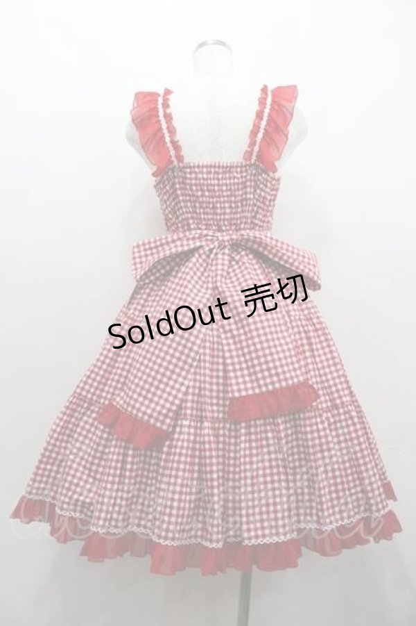 画像4: metamorphose / Fluffyフリルティアードジャンパースカート(ギンガム)  赤ギンガム I-26-01-15-048-ME-OP-SA-ZI (4)