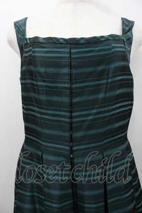 画像2: Jane Marple Dans Le Salon / ボーダーノースリーブワンピース  グリーン I-26-01-15-052-JM-OP-SA-ZI (2)