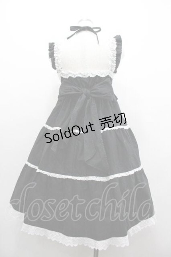 画像2: BABY,THE STARS SHINE BRIGHT / シャーリングベビードールジャンパースカート  黒Ｘ白 I-26-01-15-054-BA-OP-SA-ZI (2)