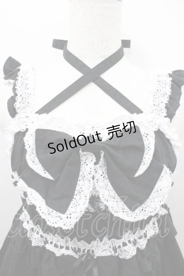 画像3: BABY,THE STARS SHINE BRIGHT / シャーリングベビードールジャンパースカート  黒Ｘ白 I-26-01-15-054-BA-OP-SA-ZI (3)