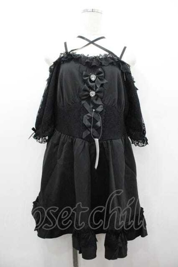 画像1: DearMyLove / シャーリングバストレースアップワンピース LL 黒 I-26-01-15-055-EL-OP-SA-ZI (1)