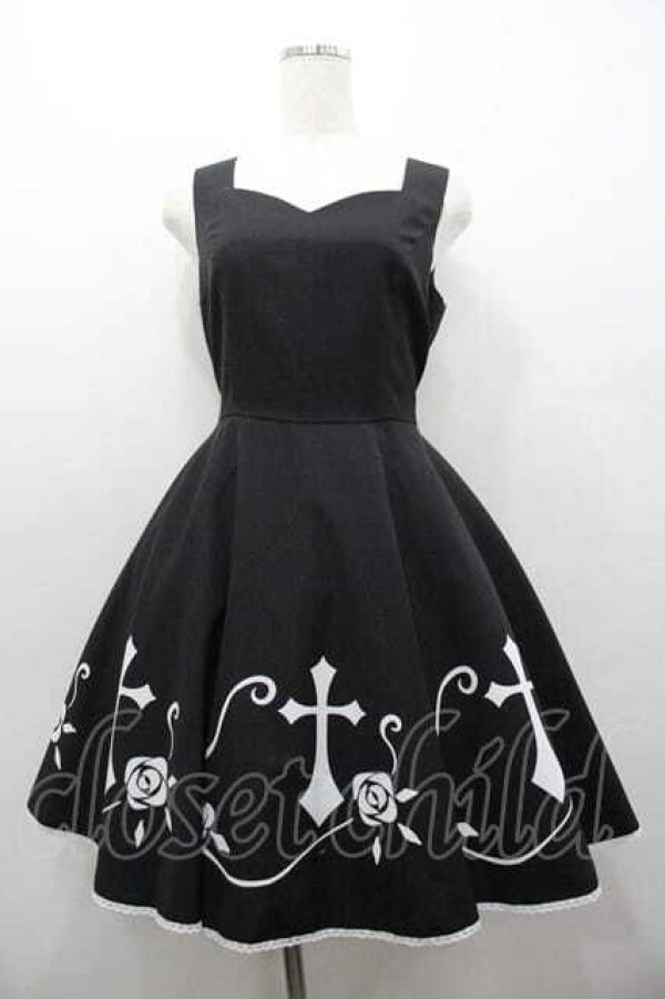 画像1: Moi-meme-Moitie / 薔薇十字ジャンパースカート 9号 黒 I-26-01-15-059-MO-OP-TE-ZI (1)