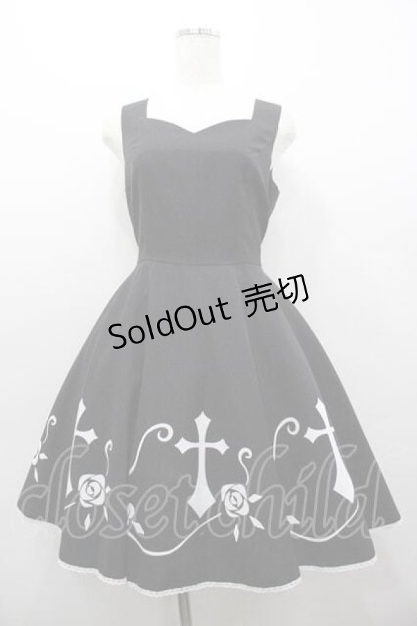 画像1: Moi-meme-Moitie / 薔薇十字ジャンパースカート 9号 黒 I-26-01-15-059-MO-OP-TE-ZI (1)