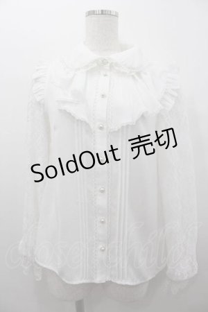 画像: Secret Honey / パール襟&レース袖ブラウス  白Ｘ黒 I-26-01-15-007-CA-BL-SA-ZI