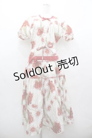 画像: KANEKO ISAO / 彼岸花半袖ワンピース  アイボリー I-26-01-15-062-EL-OP-SA-ZI