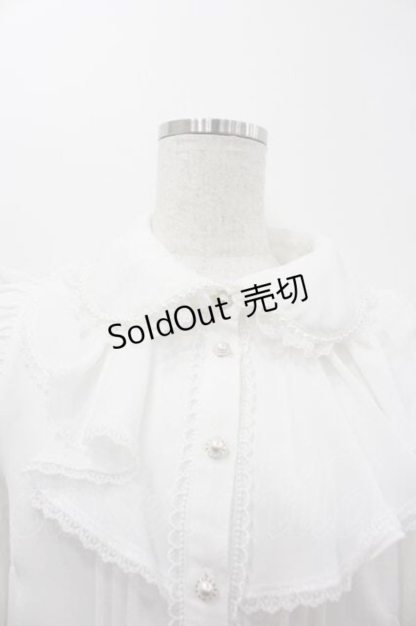 画像2: Secret Honey / パール襟&レース袖ブラウス  白Ｘ黒 I-26-01-15-007-CA-BL-SA-ZI (2)