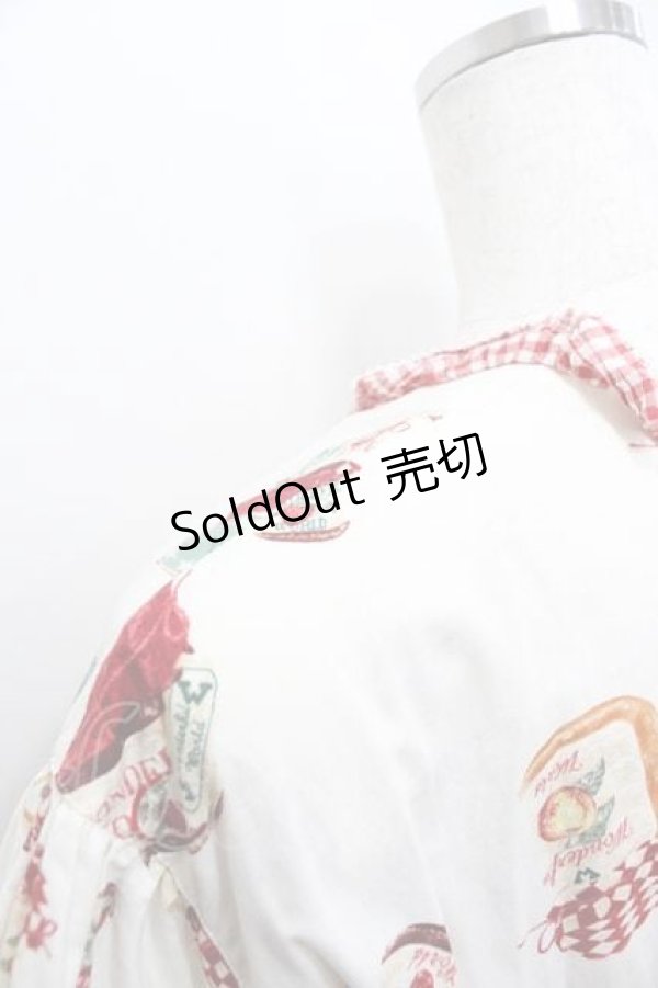 画像3: WONDERFUL WORLD / ジャム瓶総柄半袖ワンピース  白Ｘ赤 I-26-01-15-063-LO-OP-SA-ZI (3)