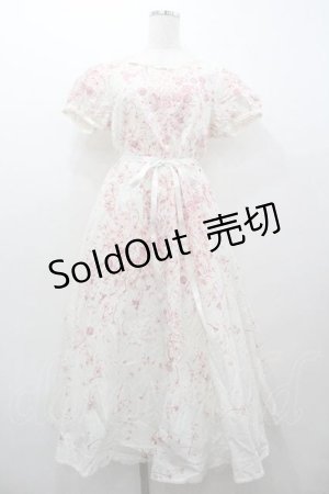 画像: PINK HOUSE / 桜柄半袖ワンピース  ホワイト I-26-01-15-066-LO-SK-SA-ZI
