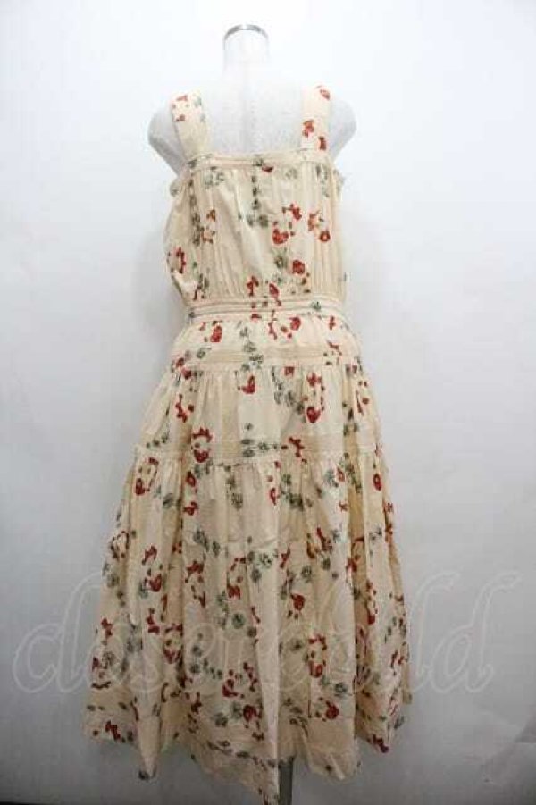 画像2: WONDERFUL WORLD / 金魚プリントジャンパースカート  生成りＸ赤 I-26-01-15-067-LO-OP-SA-ZI (2)