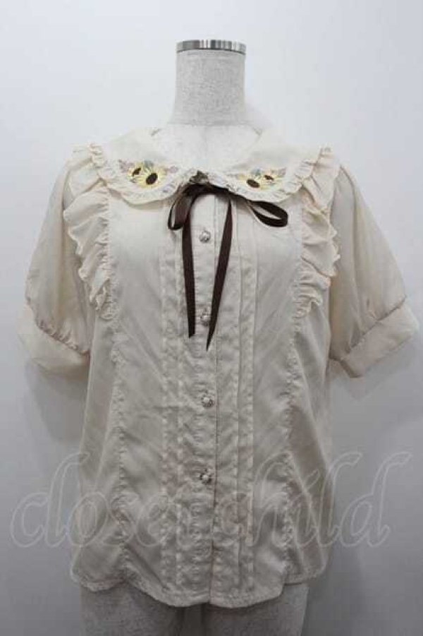 画像1: axes femme POETIQUE / ヒマワリブーケ刺繍ブラウス  生成り I-26-01-15-008-AX-BL-SA-ZI (1)