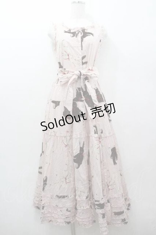 画像1: PINK HOUSE / トランプうさぎさんチェックノースリーブワンピース  ピンク I-26-01-15-070-LO-OP-SA-ZI (1)