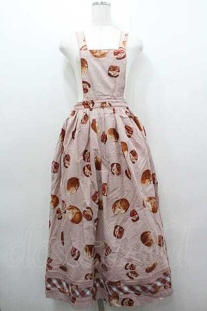 画像: PINK HOUSE / ジャム&パンプリントエプロンジャンパースカート  ピンク I-26-01-15-071-LO-OP-SA-ZI