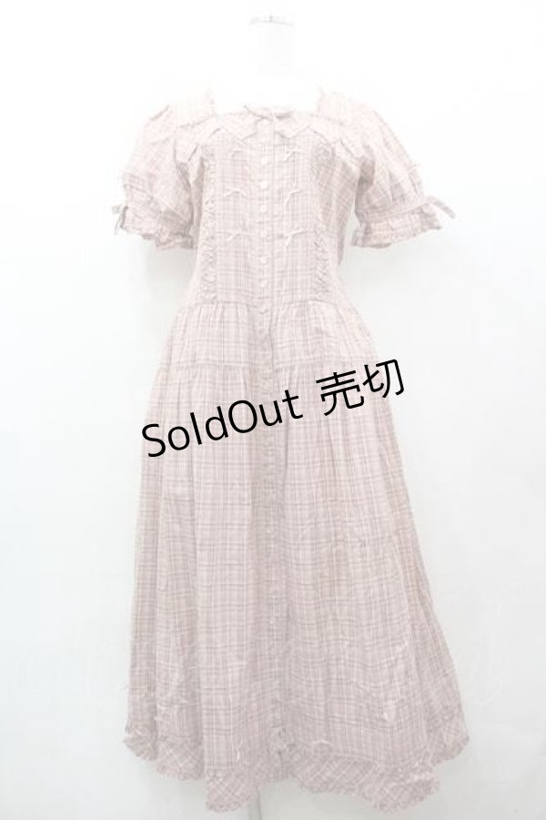 画像1: PINK HOUSE / チェックリボン半袖ワンピース  ピンクチェック I-26-01-15-074-LO-OP-SA-ZI (1)