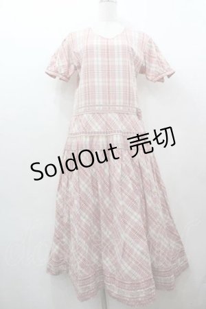 画像: WONDERFUL WORLD / はしごリボンチェック半袖ワンピース  ピンクチェック I-26-01-15-075-LO-OP-SA-ZI