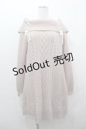 画像: axes femme / W編み上げニットチュニック  ピンク I-26-01-15-009-AX-OP-SA-ZI