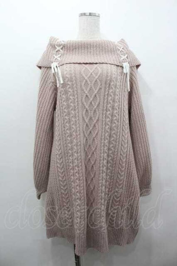 画像1: axes femme / W編み上げニットチュニック  ピンク I-26-01-15-009-AX-OP-SA-ZI (1)