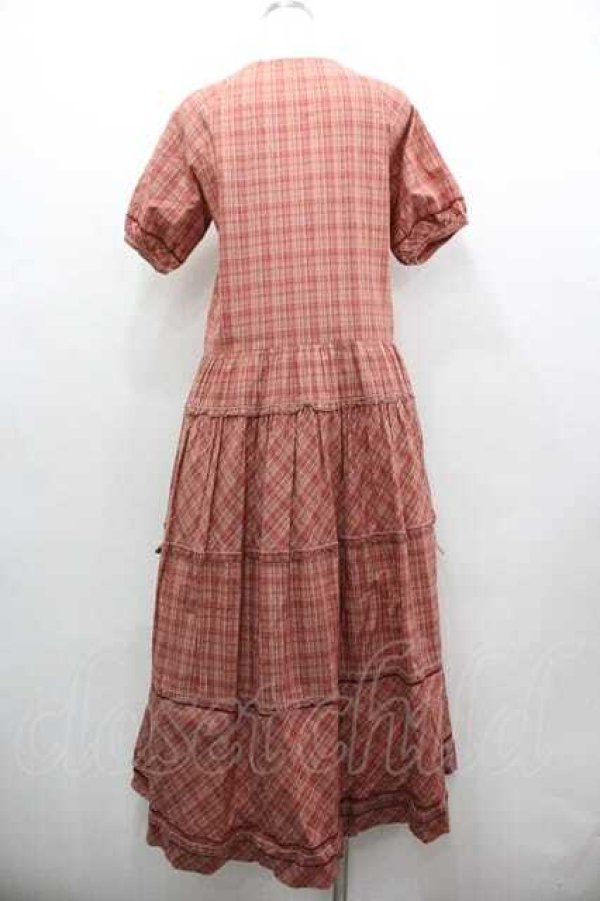 画像2: PINK HOUSE / チェックハートワッペンリボン半袖ワンピース  ピンクチェック I-26-01-15-079-LO-OP-SA-ZI (2)