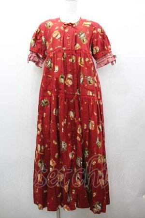 画像: WONDERFUL WORLD / ジャム瓶フルーツ柄半袖ワンピース  赤 I-26-01-15-080-LO-OP-SA-ZI