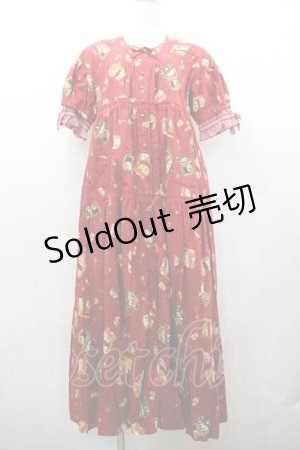 画像: WONDERFUL WORLD / ジャム瓶フルーツ柄半袖ワンピース  赤 I-26-01-15-080-LO-OP-SA-ZI