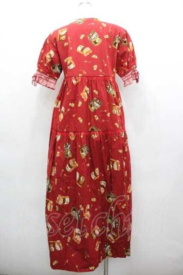 画像2: WONDERFUL WORLD / ジャム瓶フルーツ柄半袖ワンピース  赤 I-26-01-15-080-LO-OP-SA-ZI (2)