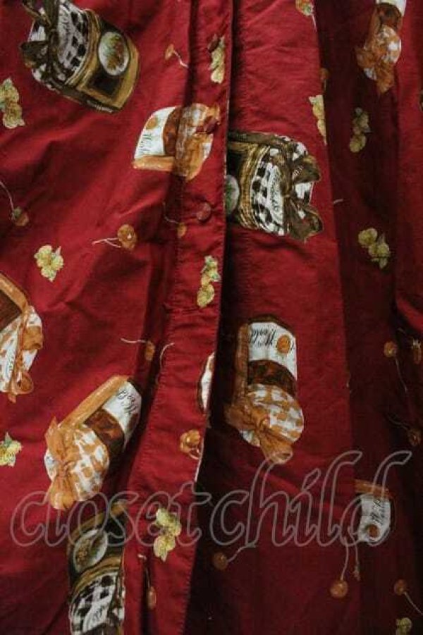 画像3: WONDERFUL WORLD / ジャム瓶フルーツ柄半袖ワンピース  赤 I-26-01-15-080-LO-OP-SA-ZI (3)