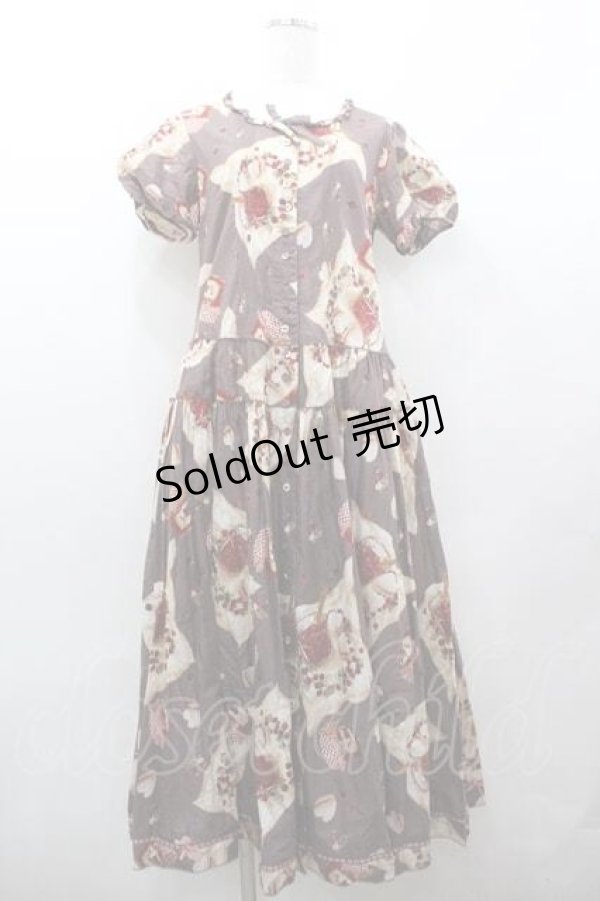 画像1: PINK HOUSE / ジャム瓶柄半袖ワンピース  パープル I-26-01-15-082-LO-OP-SA-ZI (1)