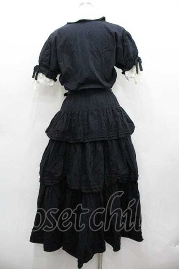 画像2: WONDERFUL WORLD / 二重袖半袖ワンピース  ブラック I-26-01-15-084-LO-OP-SA-ZI (2)