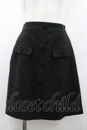 画像: Ank Rouge / フロントボタンミニスカート  黒 I-26-01-15-086-CA-SK-SA-ZI