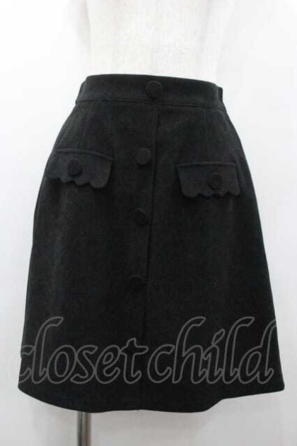 画像1: Ank Rouge / フロントボタンミニスカート  黒 I-26-01-15-086-CA-SK-SA-ZI (1)