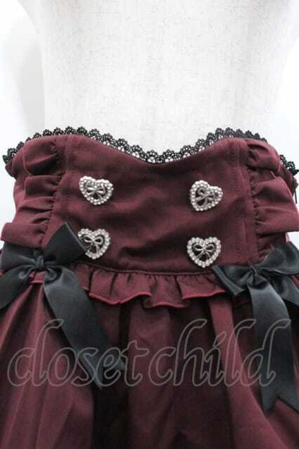 画像3: DearMyLove / ハートリボンビジューフリルスカート L ボルドー I-26-01-15-088-EL-SK-SA-ZI (3)