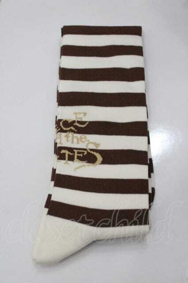 画像2: ALICE and the PIRATES / A/Pボーダーオーバーニーソックス  ブラウン I-26-01-15-092-PA-ZA-SA-ZI (2)