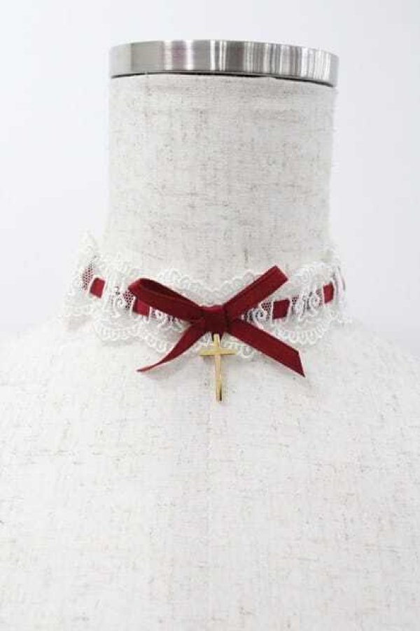 画像1: Moi-meme-Moitie / 燭台レースチョーカー  ボルドー I-26-01-15-093-MO-ZA-TE-ZI (1)