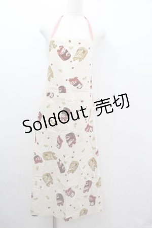 画像: WONDERFUL WORLD / ジャム柄エプロン&アームカバーセット  アイボリーＸ赤 I-26-01-15-097-LO-ZA-SA-ZI