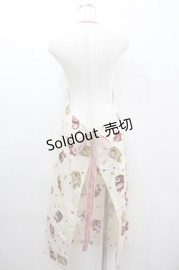 画像2: WONDERFUL WORLD / ジャム柄エプロン&アームカバーセット  アイボリーＸ赤 I-26-01-15-097-LO-ZA-SA-ZI (2)