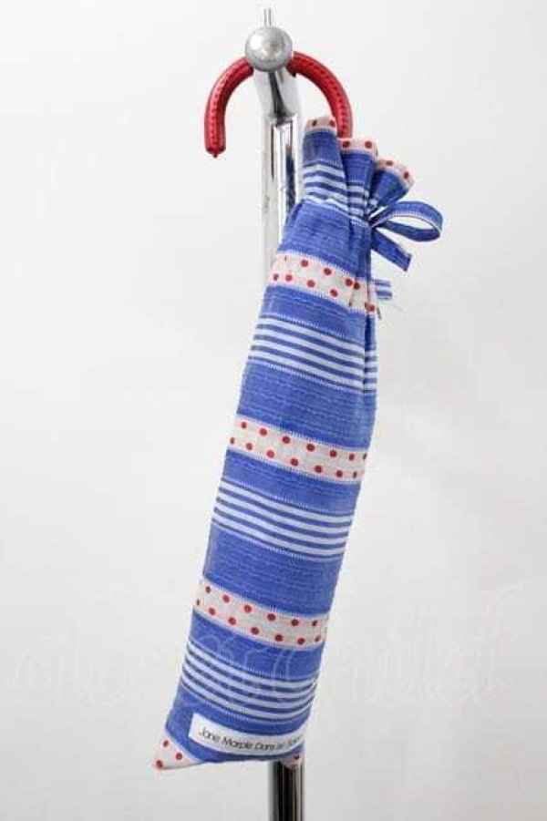 画像1: Jane Marple Dans Le Salon / ボーダードット折り畳みアンブレラ  青Ｘ白Ｘ赤 I-26-01-15-101-JM-ZA-SA-ZI (1)