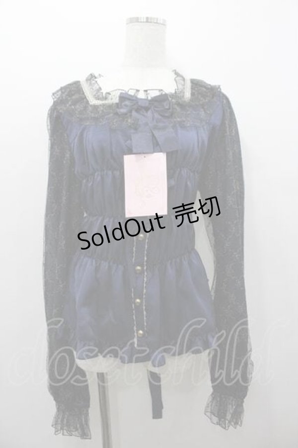 画像1: metamorphose / 【プラスサイズ】Fantasy Starry Sky〜幻想的な星空〜ブラウス 2 ネイビー I-26-01-15-012-ME-BL-SA-ZI (1)