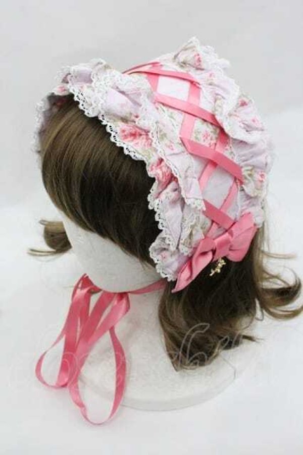 画像1: metamorphose / シャーロットレースアップヘッドドレス  ピンク I-26-01-15-108-ME-AC-SA-ZI (1)