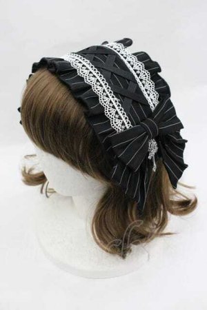 画像: Chalmiere / ストライプリボンヘッドドレス  ブラック I-26-01-15-109-0-AC-SA-ZI