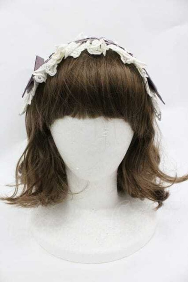 画像2: LOLITAその他(お買取対象外) / パールリボンレースヘッドドレス  パープルＸアイボリー I-26-01-15-113-LO-AC-SA-ZI (2)