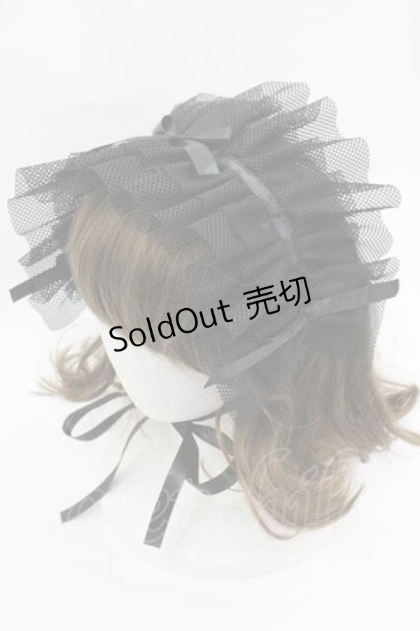 画像1: MARBLE / リボンフリルヘッドドレス  ブラック I-26-01-15-115-GO-AC-SA-ZI (1)