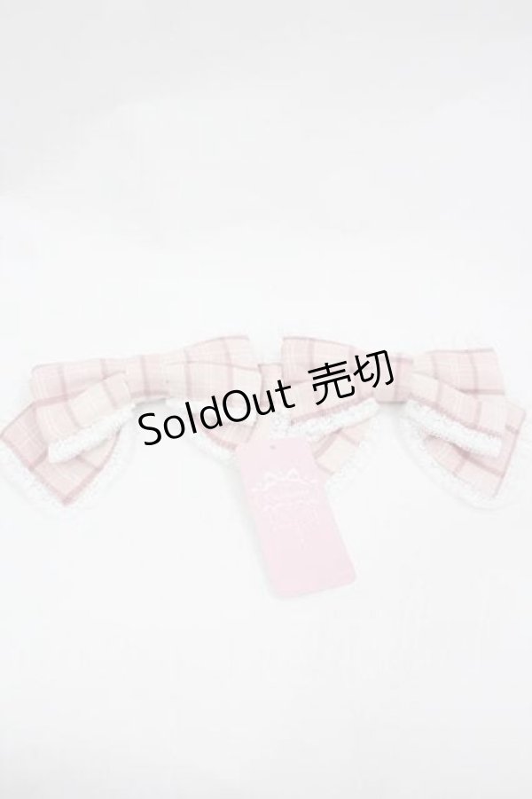 画像1: Chalmiere / チェックリボンクリップセット  ピンク I-26-01-15-118-0-AC-SA-ZI (1)