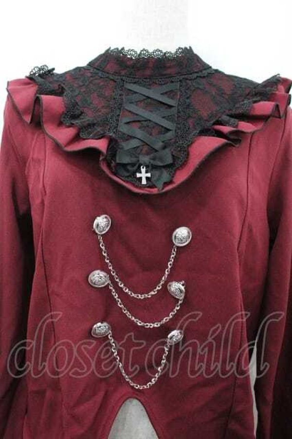 画像2: DearMyLove / ハイネックレース切替長袖ブラウス 3L ボルドーＸ黒 I-26-01-15-013-EL-BL-SA-ZI (2)