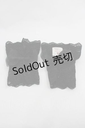 画像: m petit by misako / リボン付きショートアームカバー  ブラック I-26-01-15-121-LO-ZA-SA-ZI