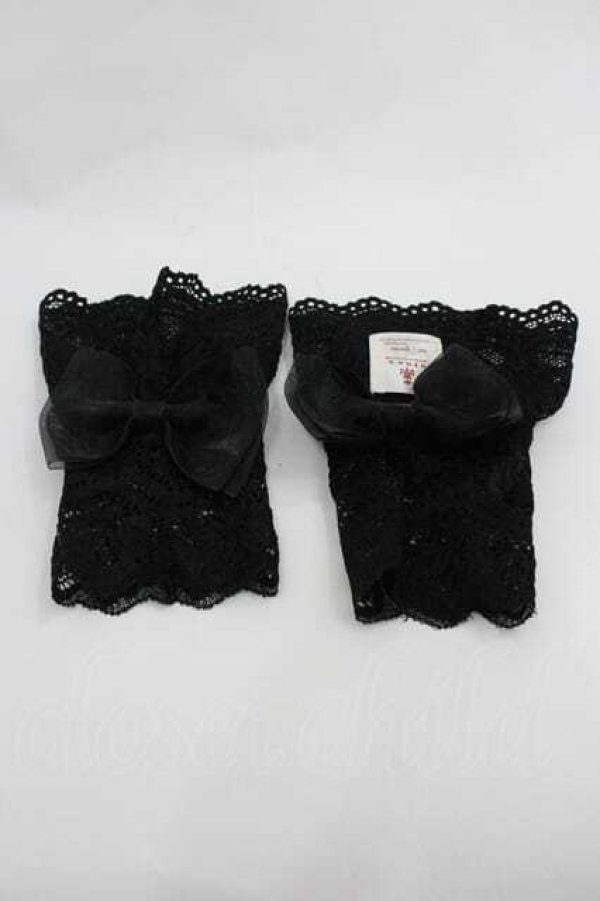 画像1: m petit by misako / リボン付きショートアームカバー  ブラック I-26-01-15-121-LO-ZA-SA-ZI (1)