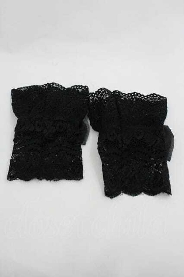 画像2: m petit by misako / リボン付きショートアームカバー  ブラック I-26-01-15-121-LO-ZA-SA-ZI (2)